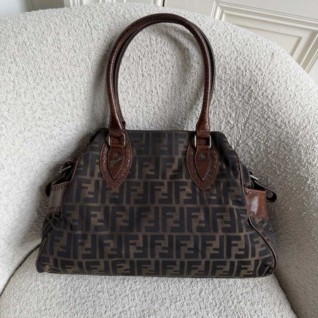 Fendi Zucca Canvas Du Jour Brown Handbag