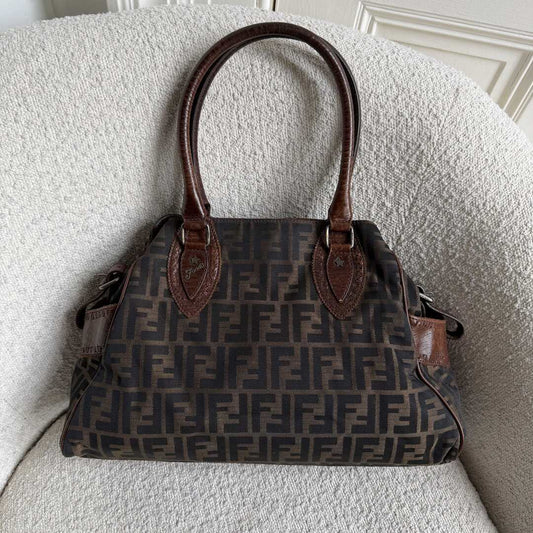 Fendi Zucca Canvas Du Jour Brown Handbag