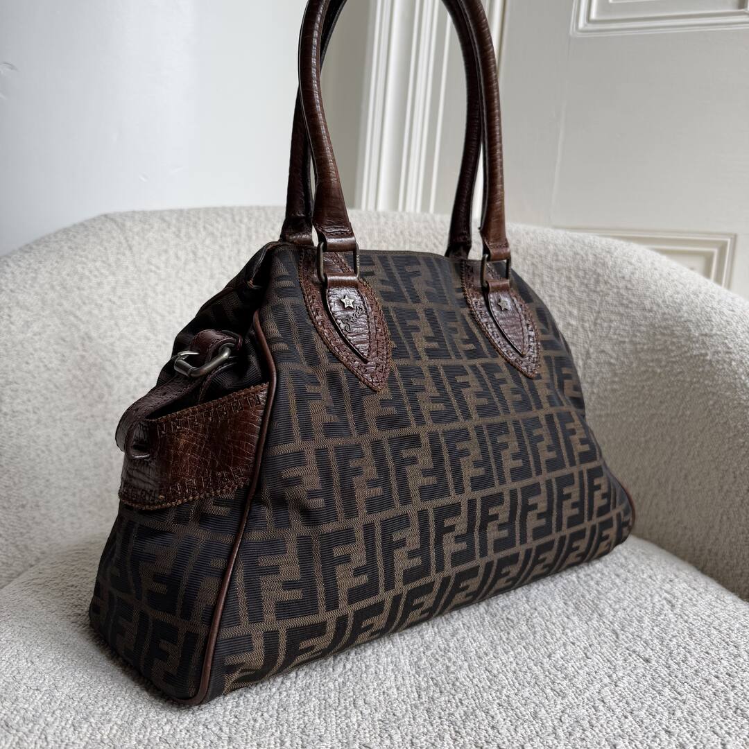 Fendi Zucca Canvas Du Jour Brown Handbag