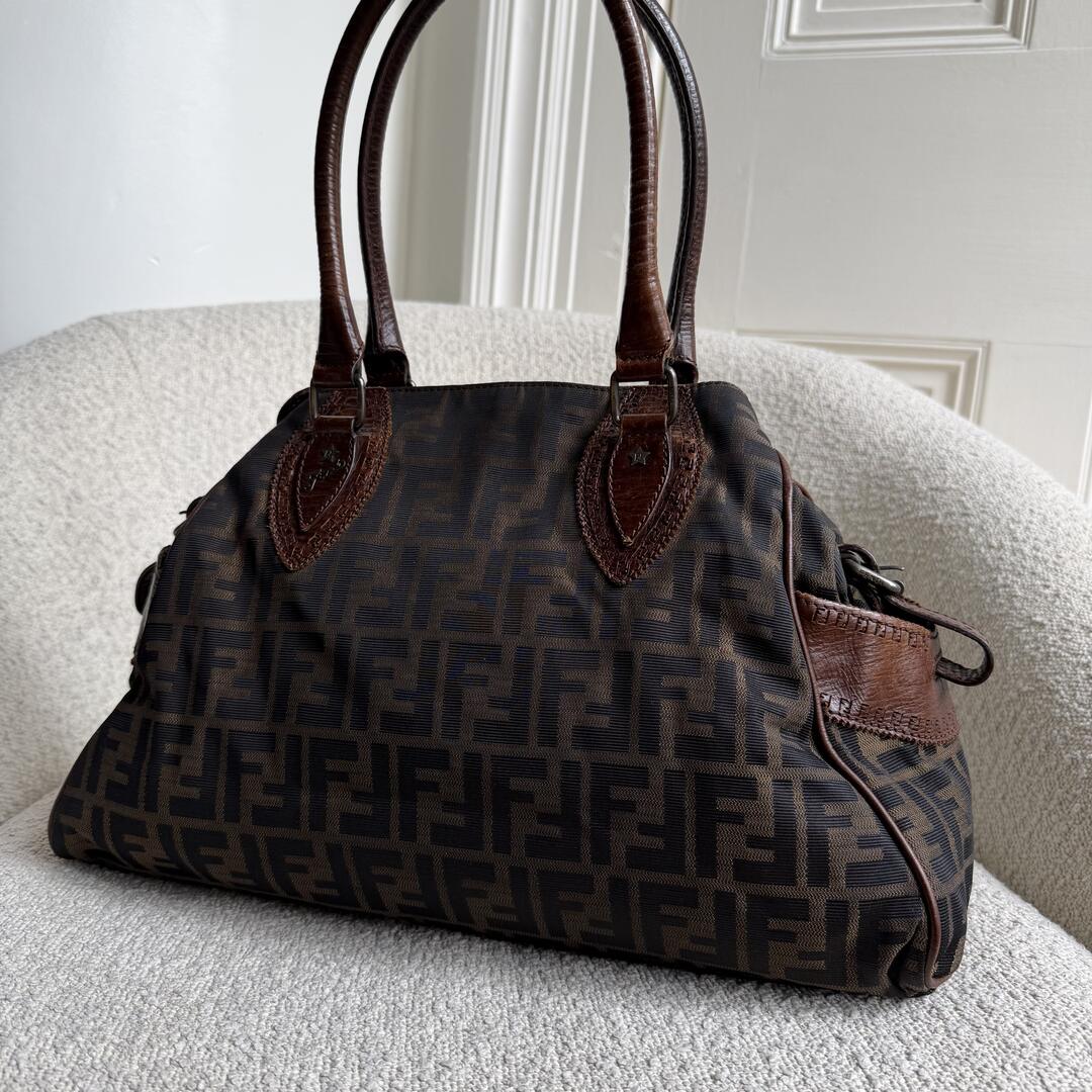 Fendi Zucca Canvas Du Jour Brown Handbag