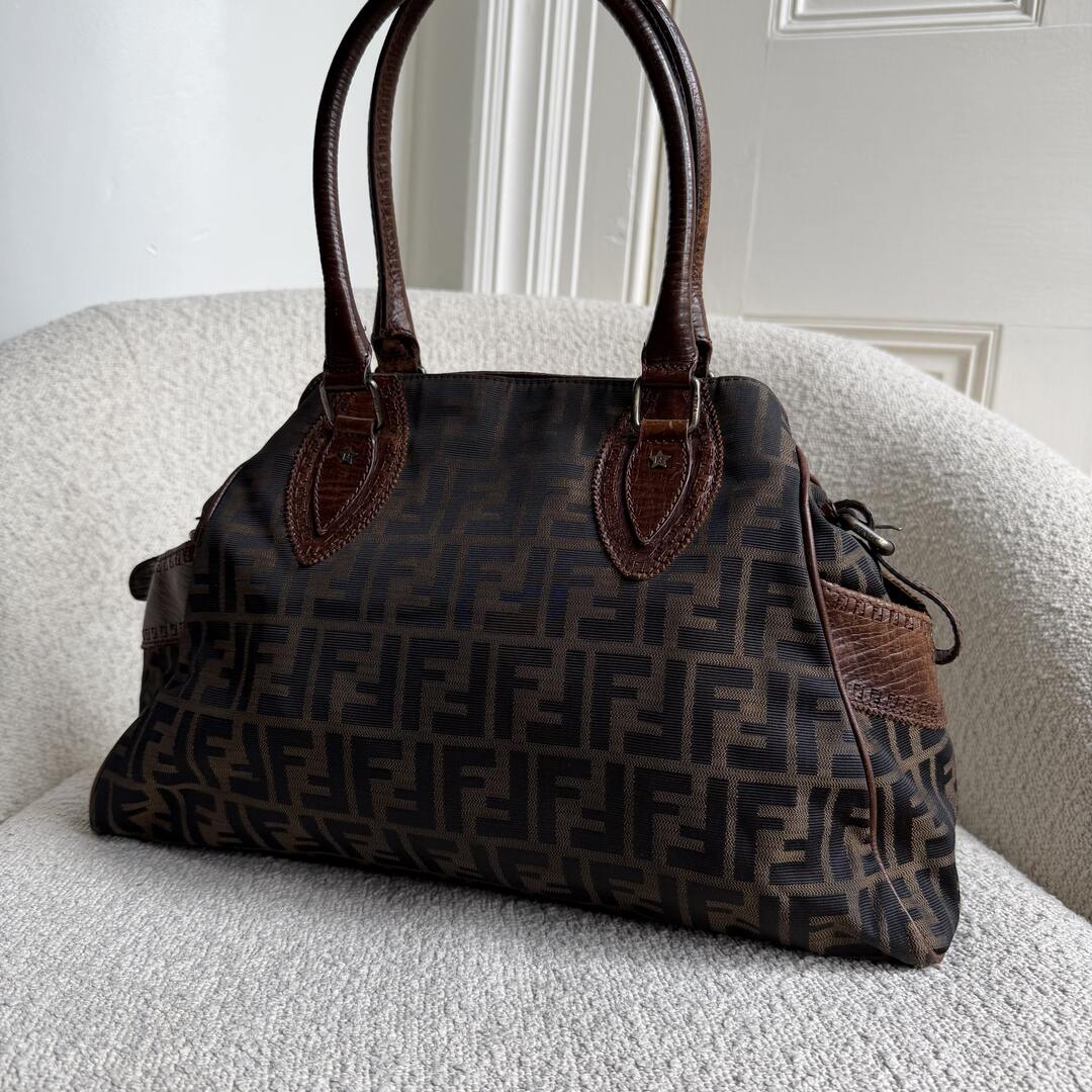 Fendi Zucca Canvas Du Jour Brown Handbag