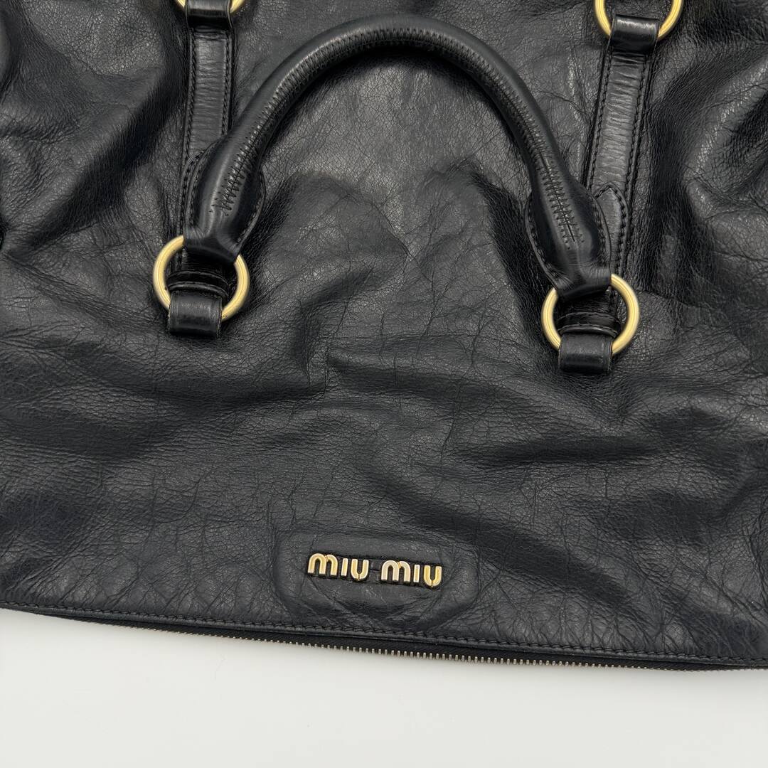 Miu Miu Vitello Lux Black Leather Handbag