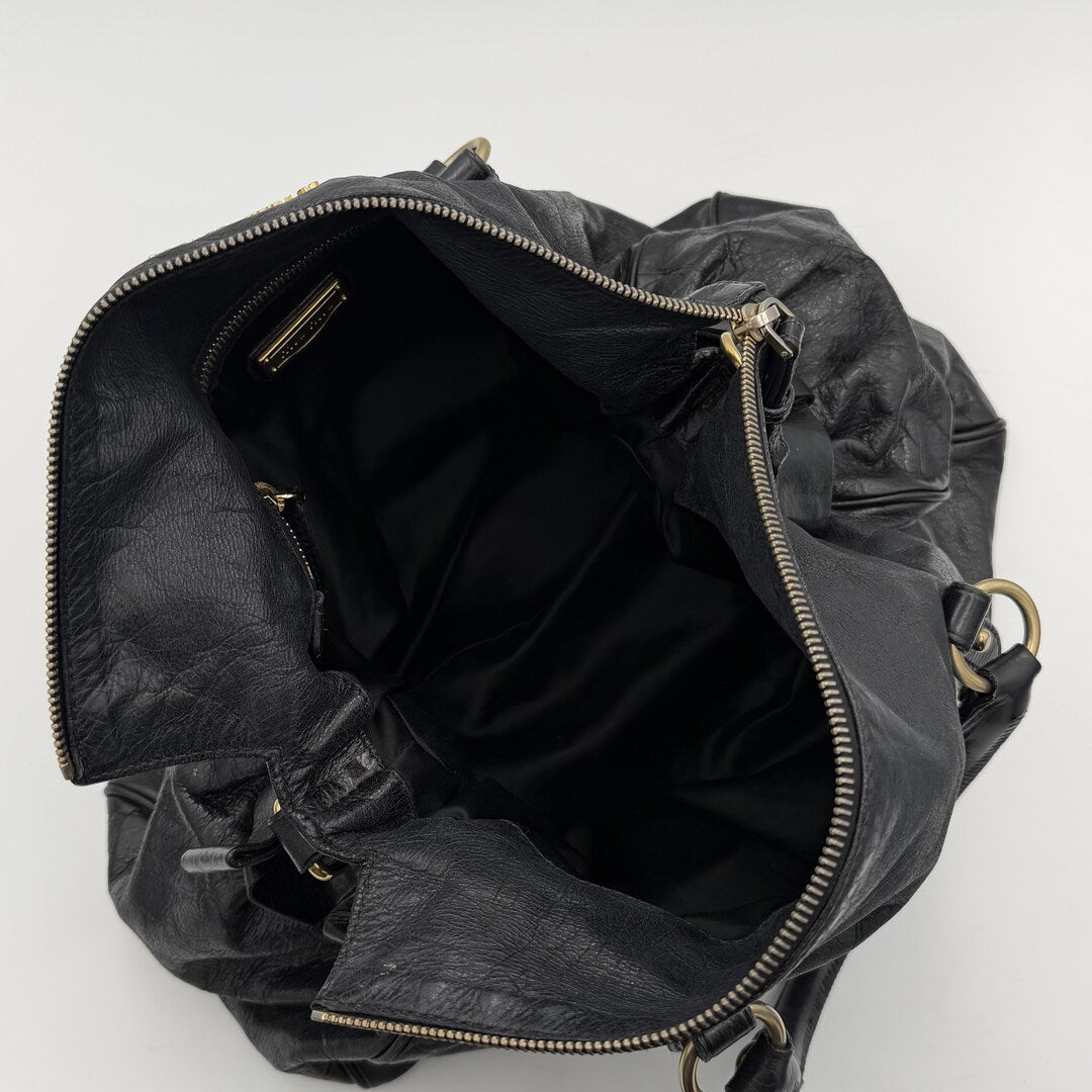 Miu Miu Vitello Lux Black Leather Handbag