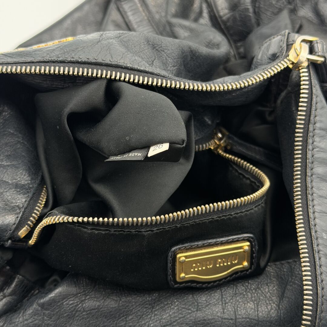 Miu Miu Vitello Lux Black Leather Handbag