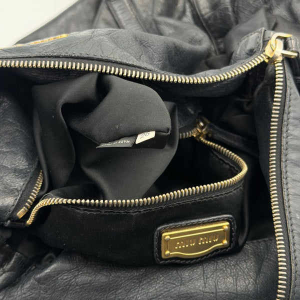 Miu Miu Vitello Lux Black Leather Handbag