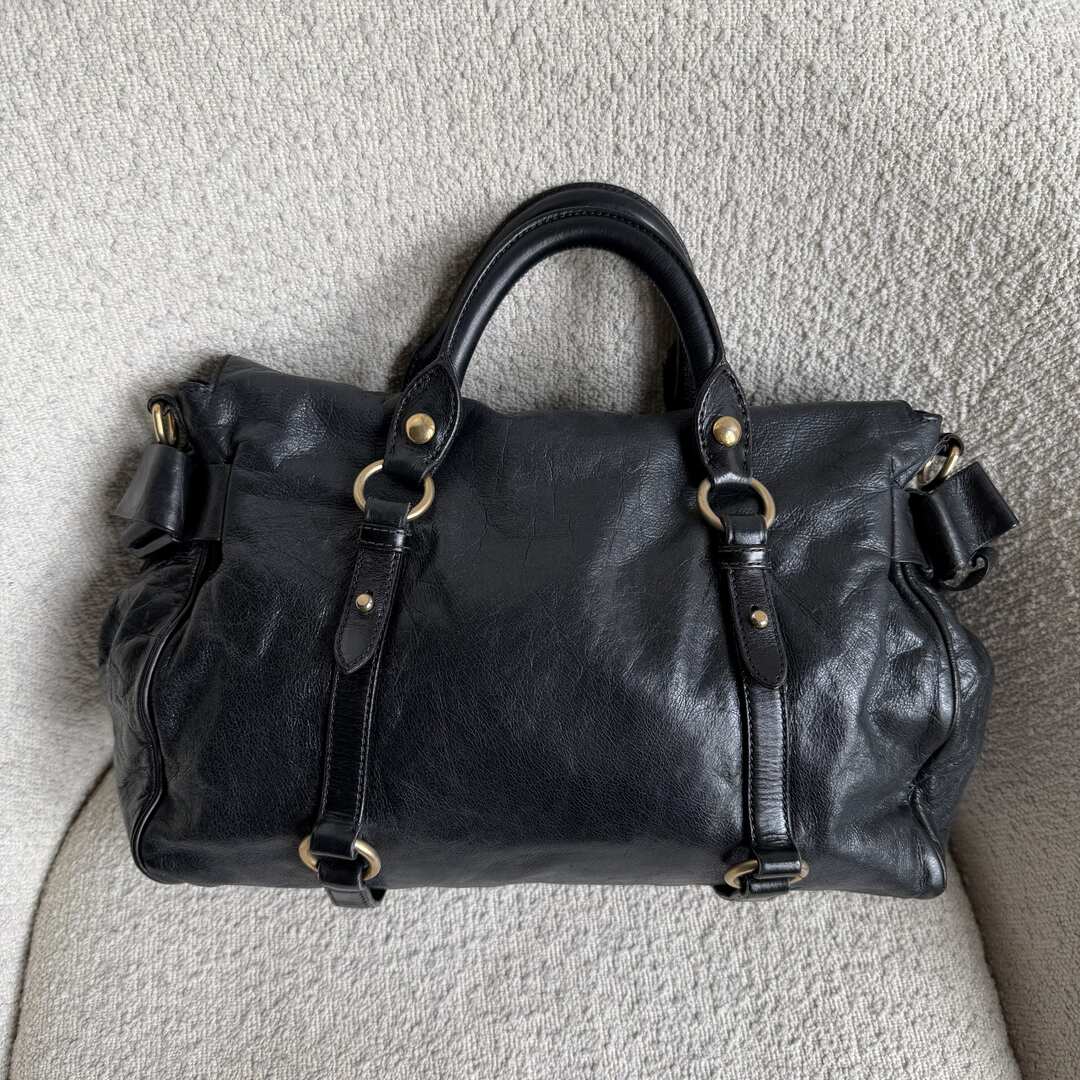 Miu Miu Vitello Lux Black Leather Handbag