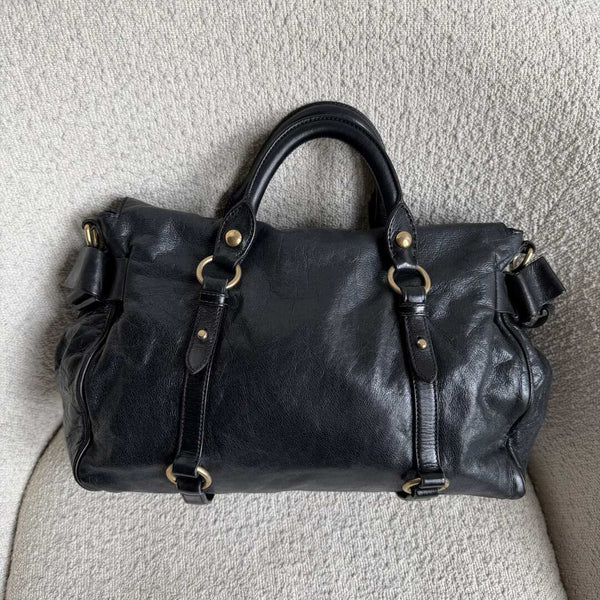 Miu Miu Vitello Lux Black Leather Handbag