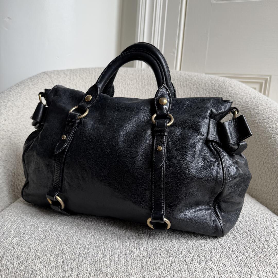Miu Miu Vitello Lux Black Leather Handbag – JennyHayley