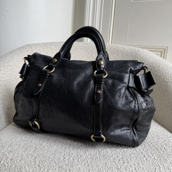 Miu Miu Vitello Lux Black Leather Handbag