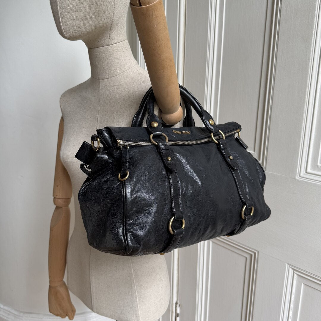 Miu Miu Vitello Lux Black Leather Handbag – JennyHayley
