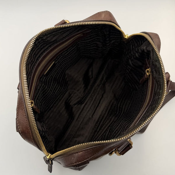Prada Vitello Daino Leather Brown Shoulder Bag