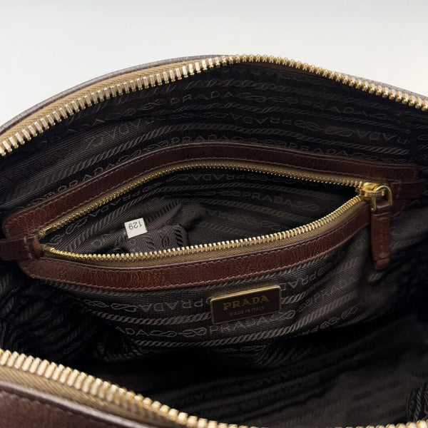 Prada Vitello Daino Leather Brown Shoulder Bag