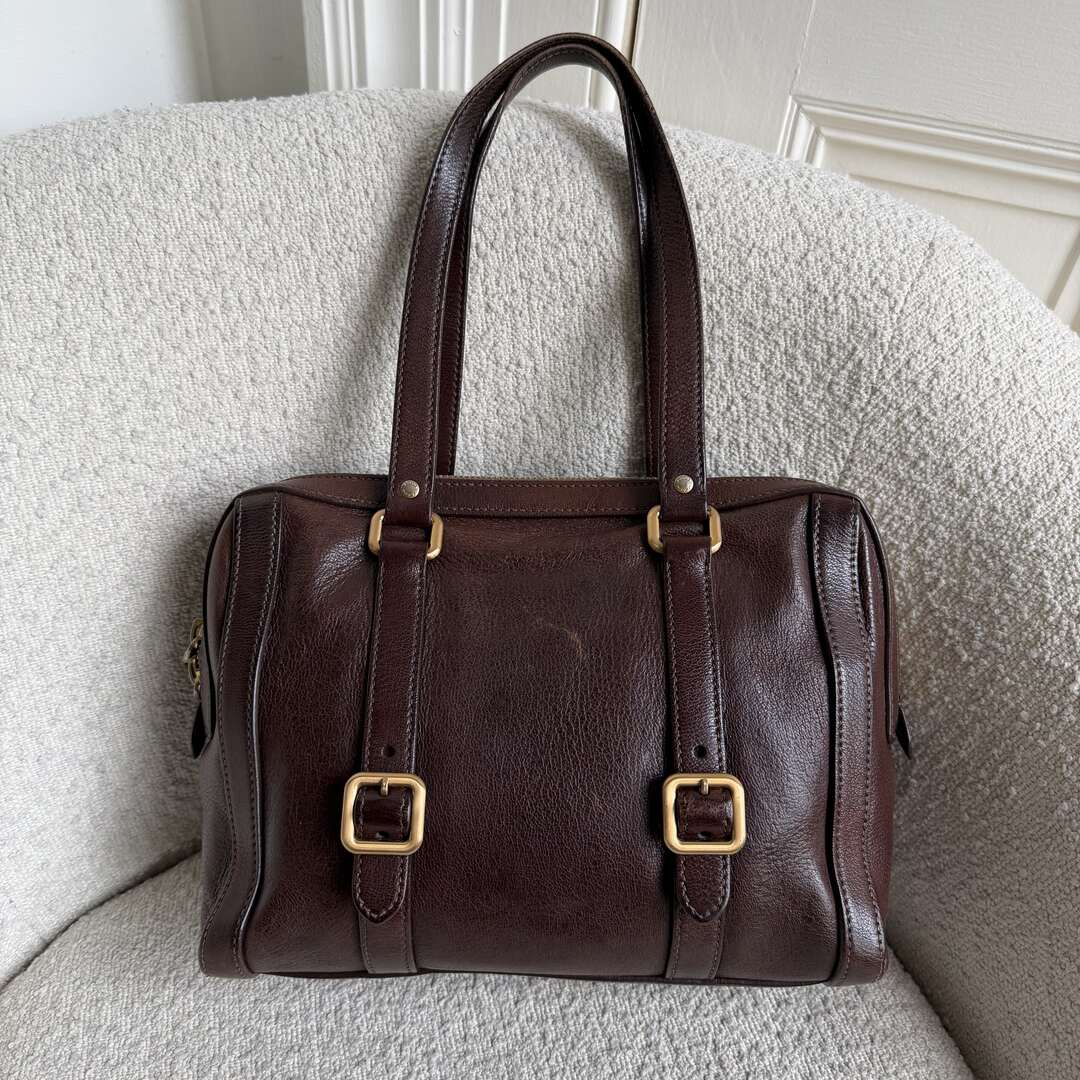 Prada Vitello Daino Leather Brown Shoulder Bag