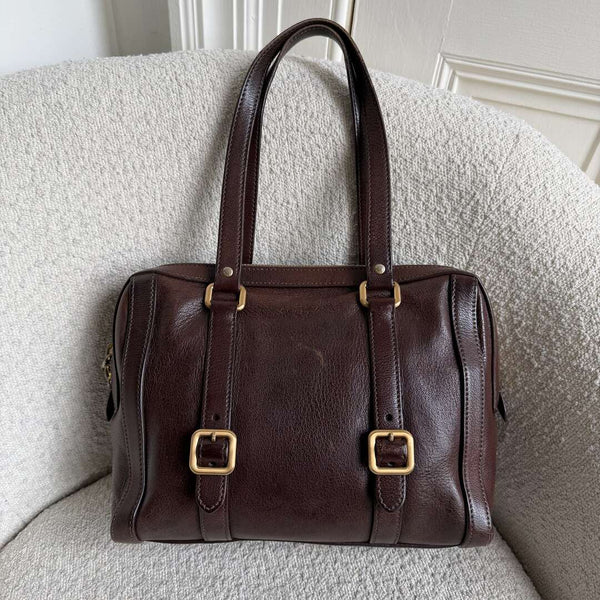 Prada Vitello Daino Leather Brown Shoulder Bag