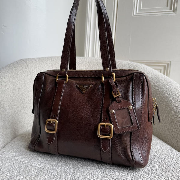 Prada Vitello Daino Leather Brown Shoulder Bag
