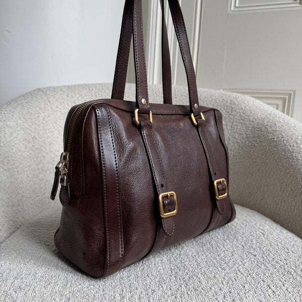 Prada Vitello Daino Leather Brown Shoulder Bag