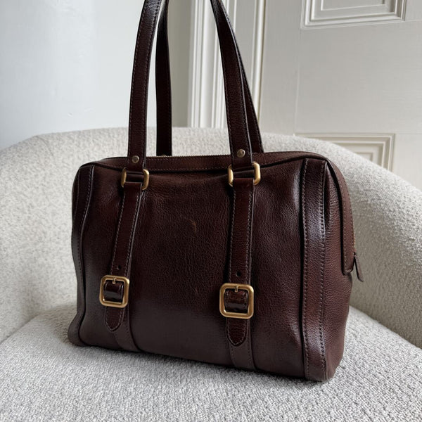 Prada Vitello Daino Leather Brown Shoulder Bag