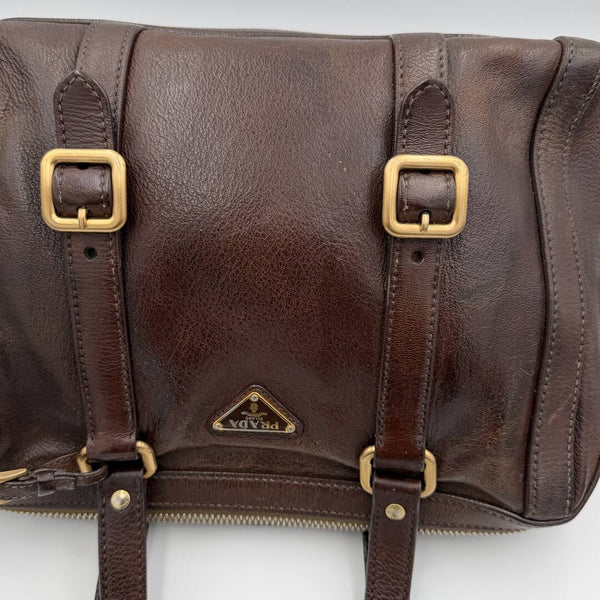Prada Vitello Daino Leather Brown Shoulder Bag