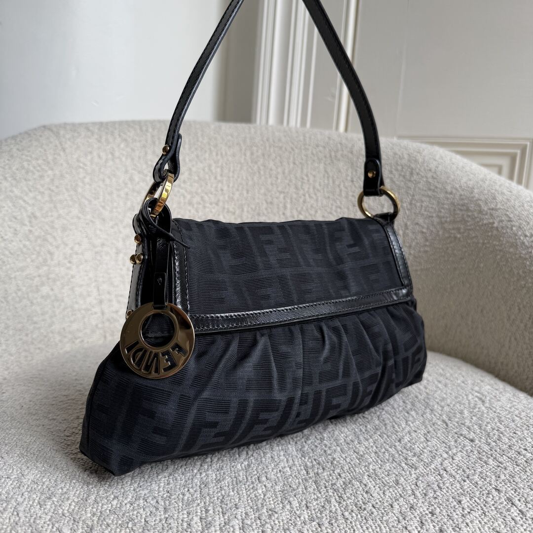 Fendi Zucca Chef Black Shoulder Bag
