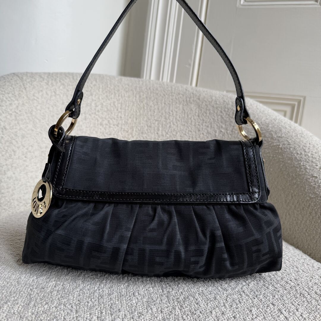 Fendi Zucca Chef Black Shoulder Bag