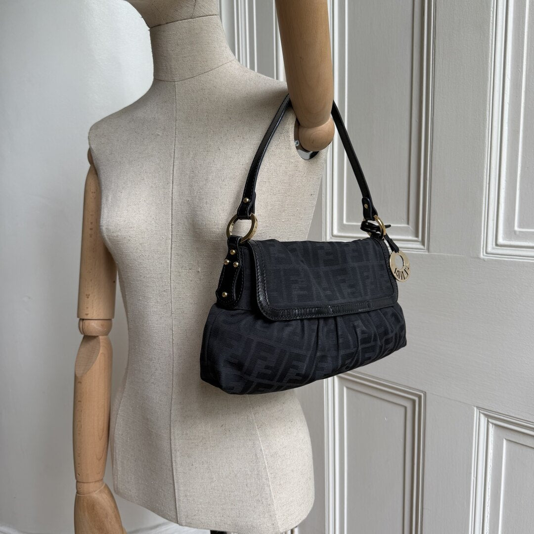 Fendi Zucca Chef Black Shoulder Bag