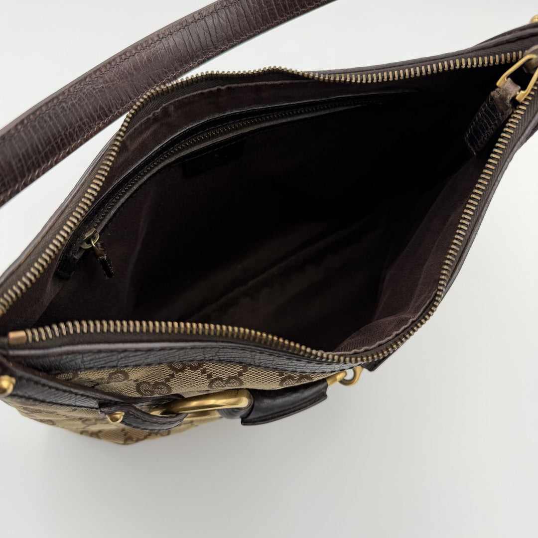 Gucci GG Canvas Horsebit Brown Shoulder Bag