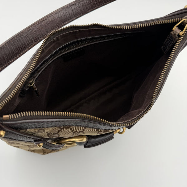 Gucci GG Canvas Horsebit Brown Shoulder Bag