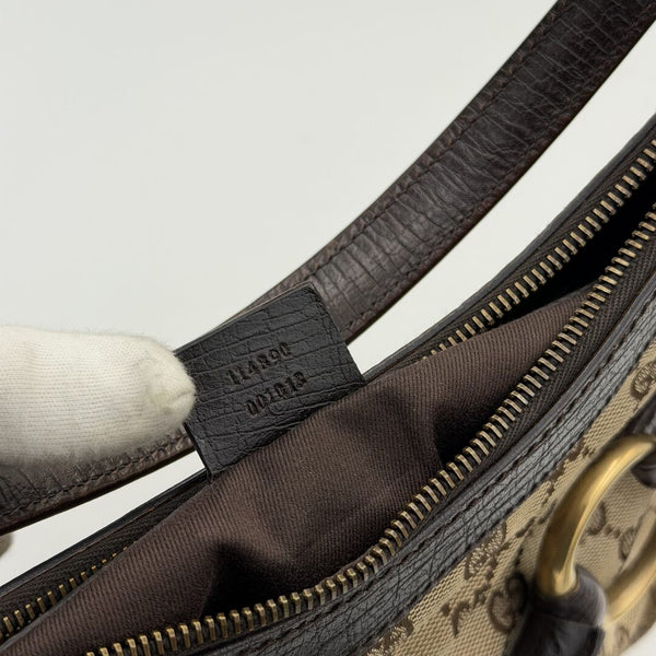 Gucci GG Canvas Horsebit Brown Shoulder Bag