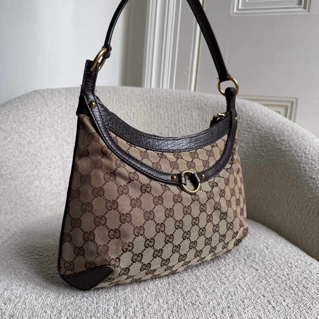 Gucci GG Canvas Horsebit Brown Shoulder Bag