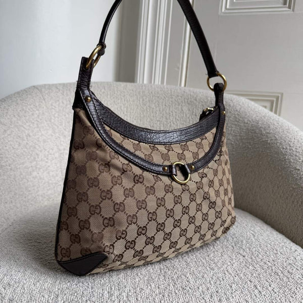 Gucci GG Canvas Horsebit Brown Shoulder Bag