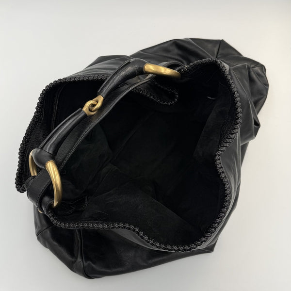 Gucci Horsebit Hobo Leather Black Large Shoulder Bag