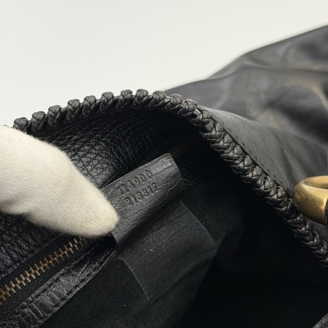 Gucci Horsebit Hobo Leather Black Large Shoulder Bag