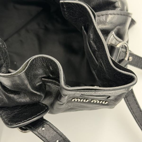 Miu Miu Vitello Leather Black Tote Bag