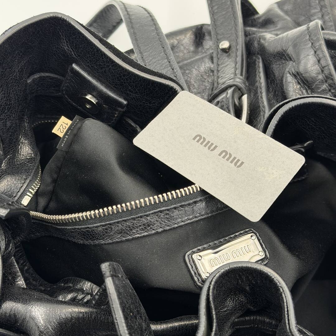Miu Miu Vitello Leather Black Tote Bag