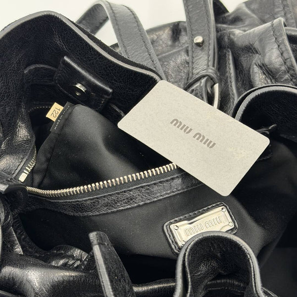 Miu Miu Vitello Leather Black Tote Bag