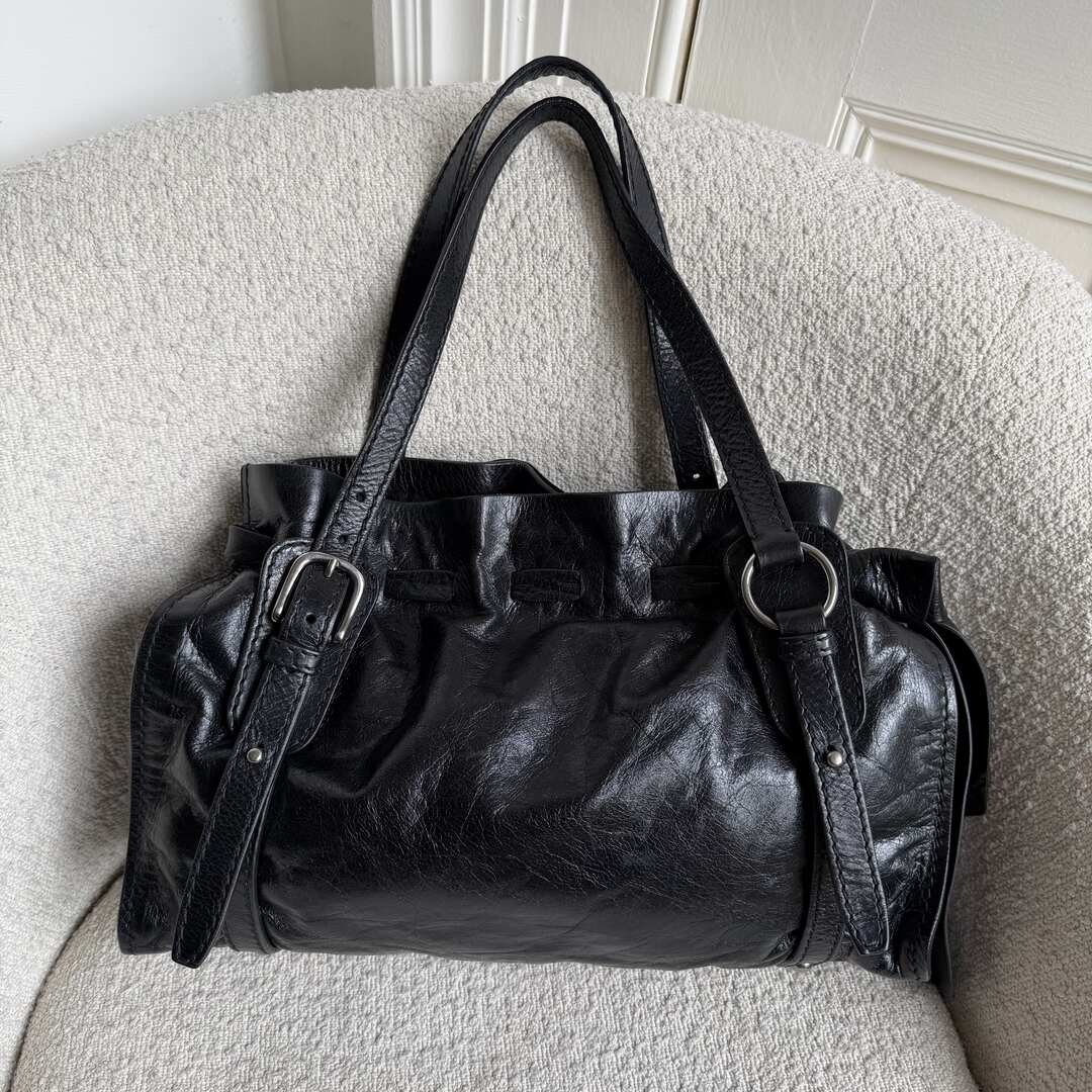 Miu Miu Vitello Leather Black Tote Bag