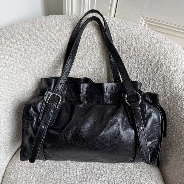 Miu Miu Vitello Leather Black Tote Bag