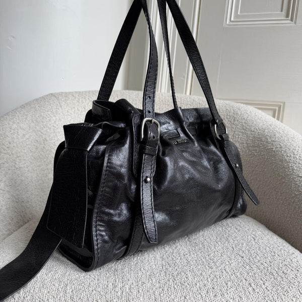 Miu Miu Vitello Leather Black Tote Bag