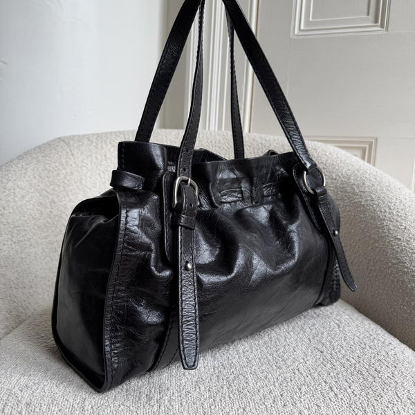 Miu Miu Vitello Leather Black Tote Bag