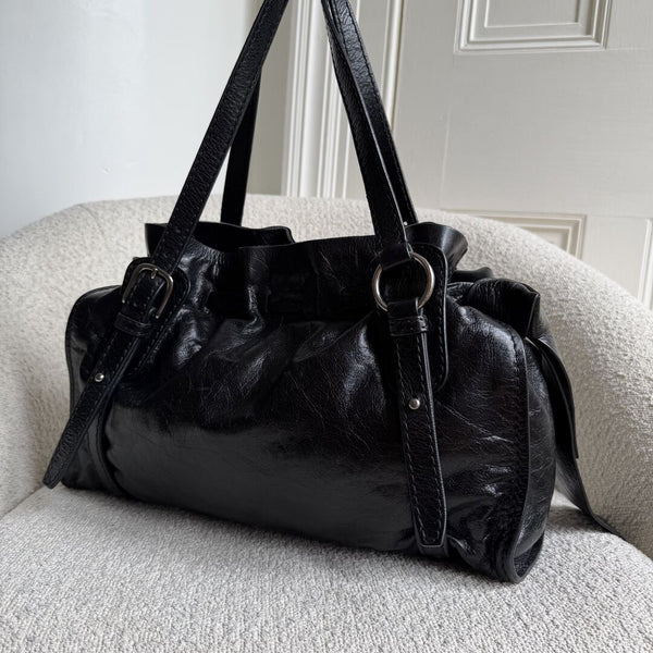 Miu Miu Vitello Leather Black Tote Bag