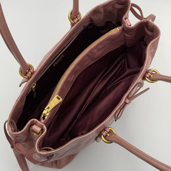 Miu Miu Vitello Bow Pink Leather Handbag