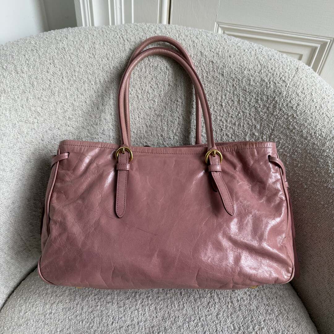 Miu Miu Vitello Bow Pink Leather Handbag