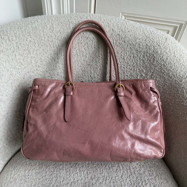 Miu Miu Vitello Bow Pink Leather Handbag