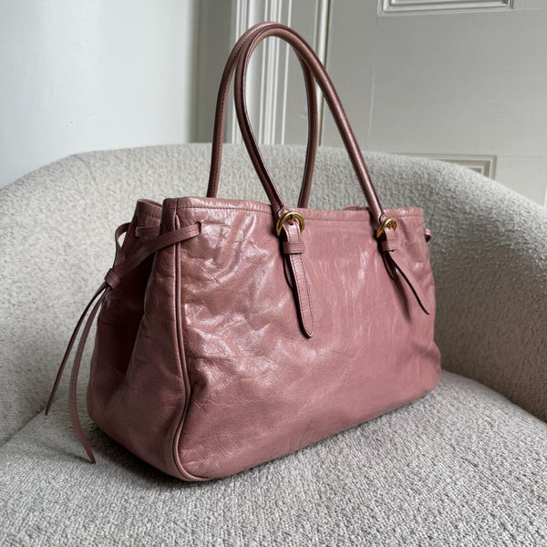 Miu Miu Vitello Bow Pink Leather Handbag