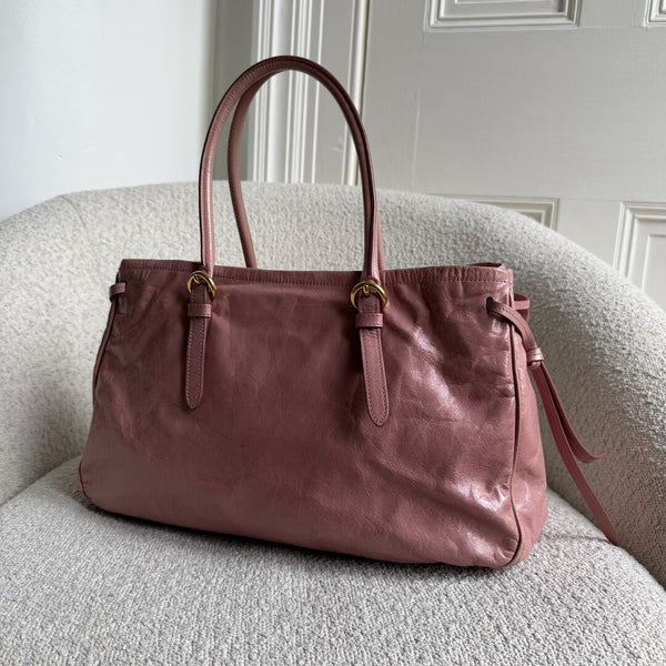 Miu Miu Vitello Bow Pink Leather Handbag