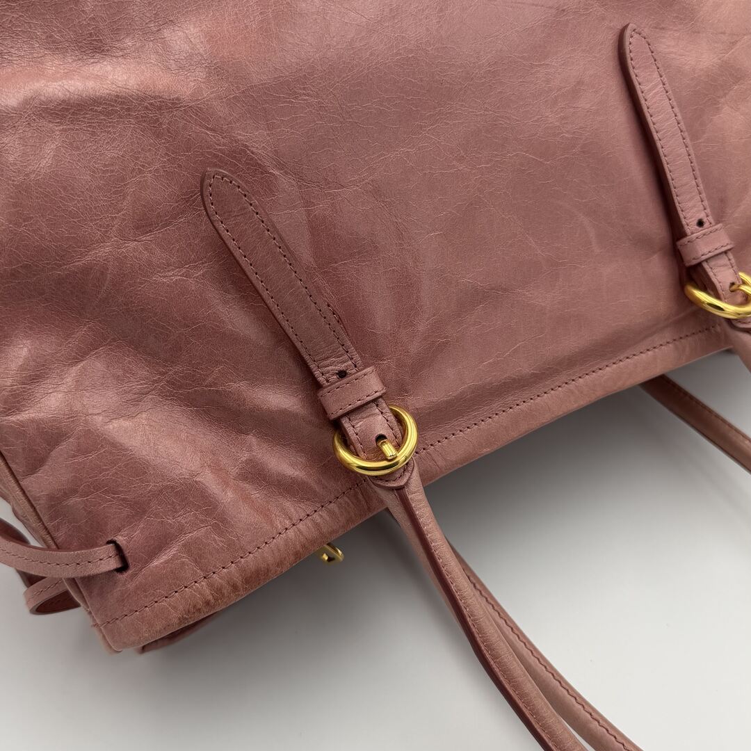 Miu Miu Vitello Bow Pink Leather Handbag