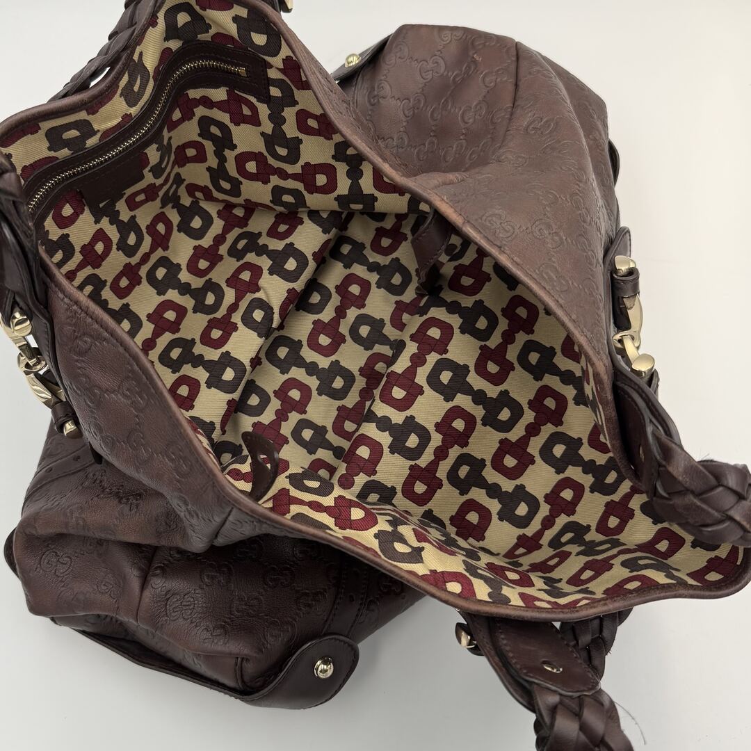 Gucci Guccissima Horsebit Leather Brown Tote Bag