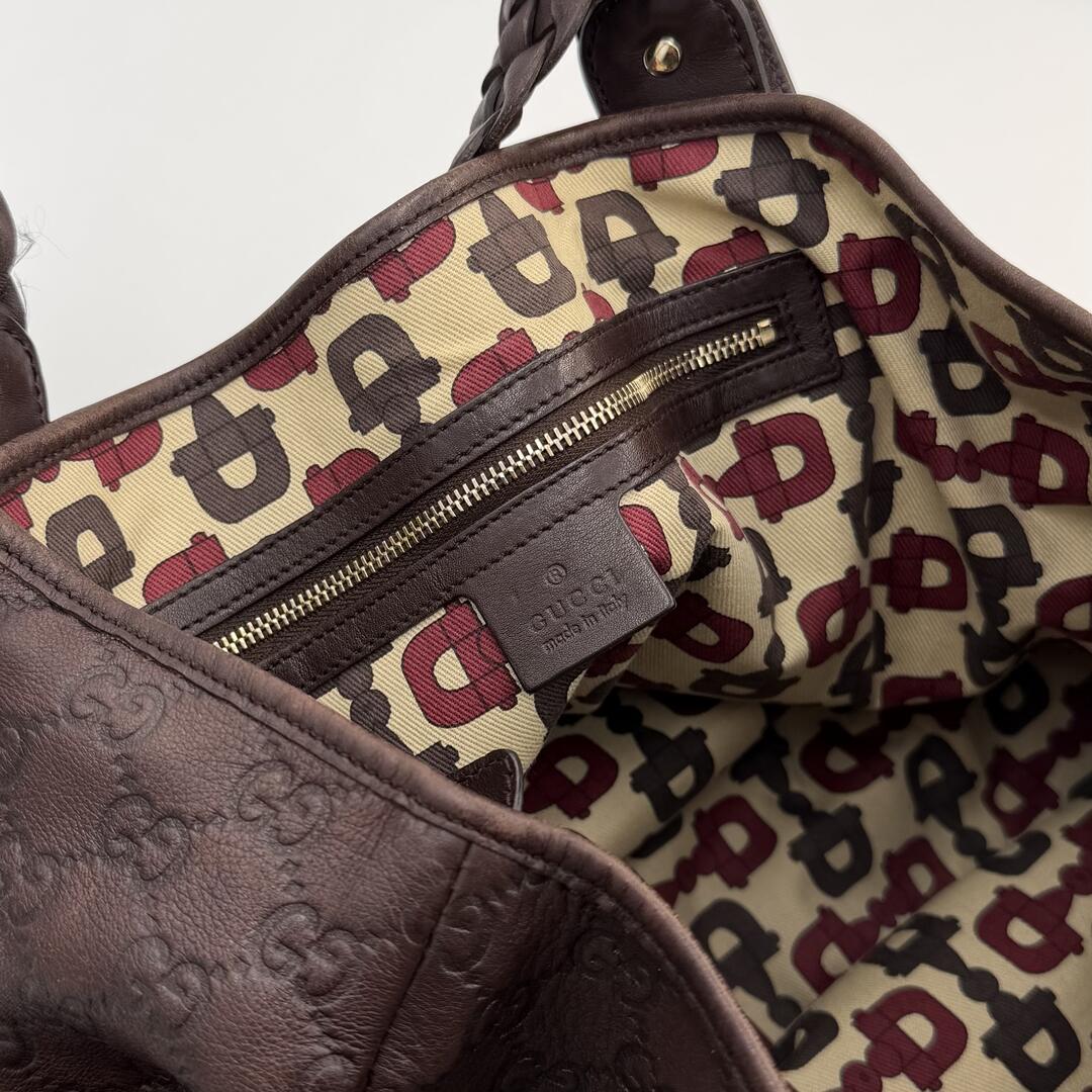 Gucci Guccissima Horsebit Leather Brown Tote Bag