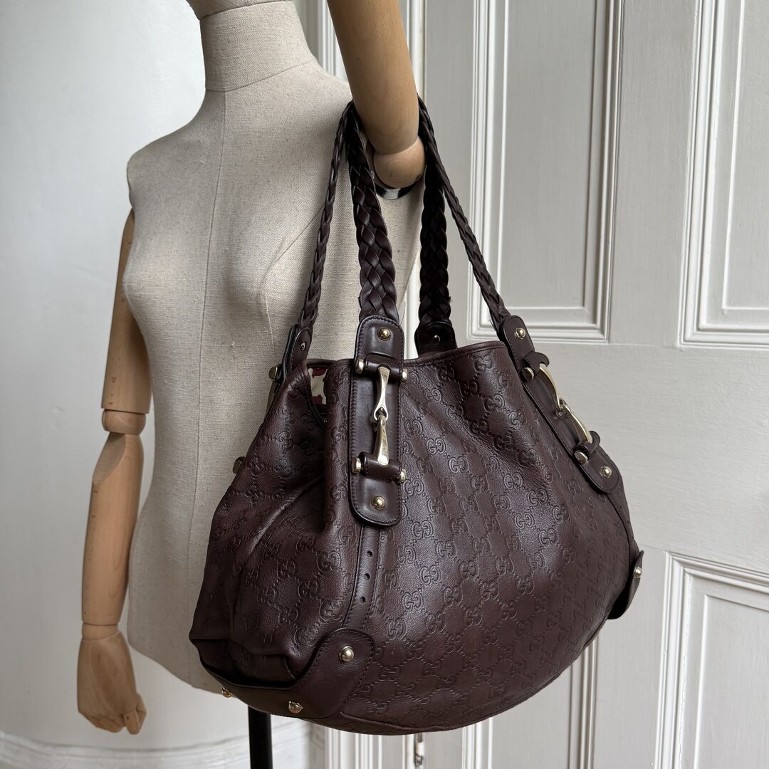 Gucci Guccissima Horsebit Leather Brown Tote Bag