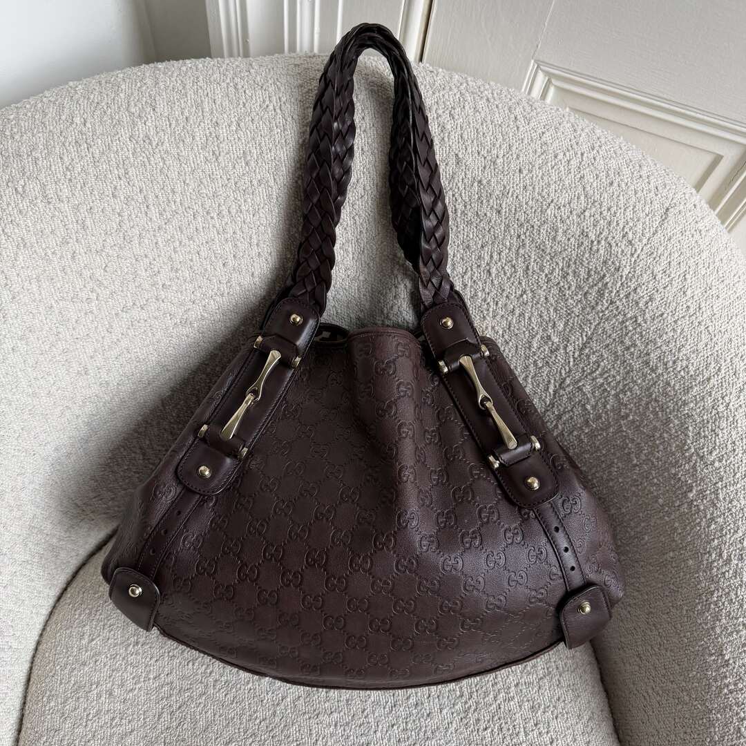 Gucci Guccissima Horsebit Leather Brown Tote Bag